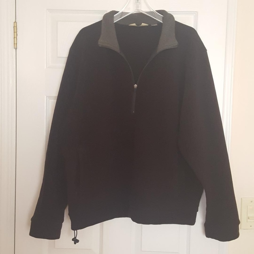 EDDIE BAUER Men's Black Fleece Sweatshirt Half Zip